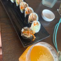 Spicy krab roll and kombucha  at House of Vegano in St Petersburg