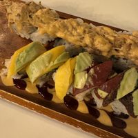 King Krab roll (top) and Rainbow Roll (bottom)  at House of Vegano in St Petersburg