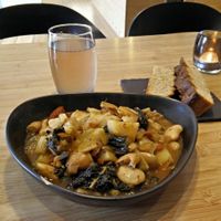 'Hot Pot' presented in a chipped bowl. at Botaniq in Copenhagen