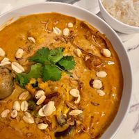 Vegan Massaman Curry with jasmine rice  at Pomelo in New Orleans