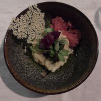Risotto, tomaatsorbet, vegan kaas wafel  at Nomad in Amsterdam