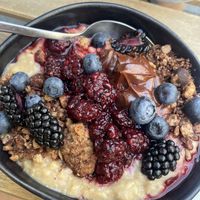 Blackberry chocolate porridge   at Fågel by artizán in Budapest