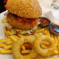 Veggie burger (not great tbh) at Intergalactic Diner in Belgrade