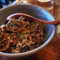 Rice and curry at Bonsai Plant Kitchen in Brighton