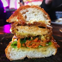 Crispy “chicken” bao bun  at Bonsai Plant Kitchen in Brighton