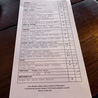 Menu selection  at Bonsai Plant Kitchen in Brighton