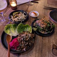 Pickles, pomela salad and minced lamb at Bonsai Plant Kitchen in Brighton