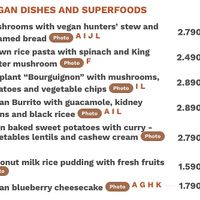 Vegan menu  at Menza in Budapest