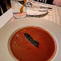 Delicious Beetroot cream soup with chickpeas at Menza in Budapest