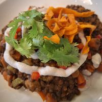 I am not convinced by this combination of sweet potatoes and lentile curry, but wasn't bad at Menza in Budapest