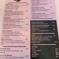 Menu at Bare Bun in Belfast