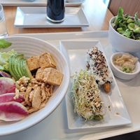 Paprika lime tofu bowl and half green machine half mighty mushroom at Jacknife in Madison