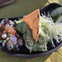 Guacamole and pico de gallo accompanied the tacos  at Tio Pablo's in Los Barriles