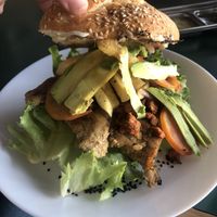 Cenita poblana de milanesa y chorizo y papas  at El Taco Loco Vegano in San Andres Cholula