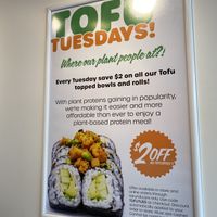 Tofu Tuesdays!  at TOKYROLL Sushi and Poke in Camas