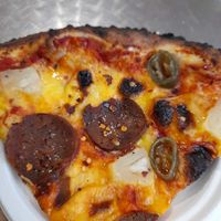 Vegan pepperoni. By my request, it is slightly burnt at Slice of Heaven in Dunedin