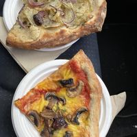 Bianca pizza and mushroom and spinach  #Veganuary at Slice of Heaven in Dunedin