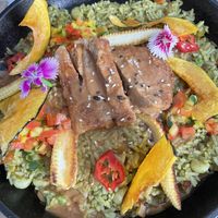 Delicious green rice  at Asianica in Lima