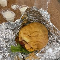 Cheese and bacon burger  at La ReContra in Lima