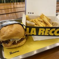 Truffle burger with fries & honey mustard sauce  at La ReContra in Lima