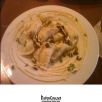 Potato peirogies at Indigo Raw Food Bar in Vancouver