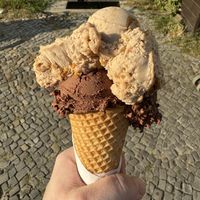 Chocolate sorbet and almond caramel sorbet .  at Hokey Pokey in Berlin