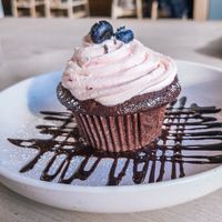 Chocolate Raspberry Cupcake at Cafe Mosaics in Edmonton