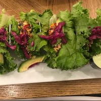 Toona Wraps with green leaf wrapper. Yummy!! at Cafe Mosaics in Edmonton