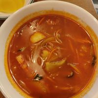 Spicy mushroom soup with rice #Veganuary at Alt.a in Seoul