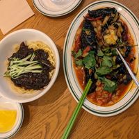 Jjangmeon and aubergine at Alt.a in Seoul