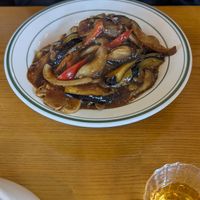 Stir fried aubergine on rice at Alt.a in Seoul
