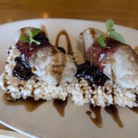 Persimmon on rice crackers at Alt.a in Seoul