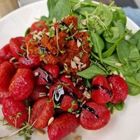 Rote Beete Gnocchi at Café Mia in Lemgo