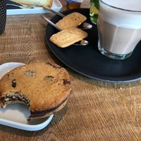 cookie and oolong chai latte  at Chocolate Company Café in Hilversum