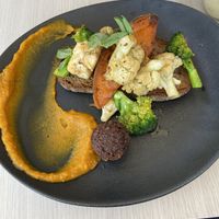 Veggie Billie (vegan version) - I don’t recommend. They just removed the egg + halloumi + sauce. One sad lonely felafel too.  at Aunt Billies in Blackburn