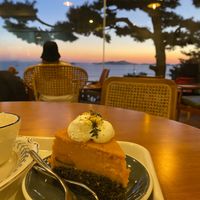 Pumpkin and sook (mugwort) cake  at Cafe Soon Soon in Seongmodo Island
