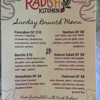 sunday brunch menu  at Radish Kitchen in Peoria