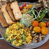 Breakfast scramble, 300 baht (plus 10% service charge, plus 7% VAT)  at Earth House Restaurant And Wine Bar in Bangkok