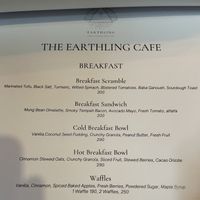 The breakfast page of the menu  at Earth House Restaurant And Wine Bar in Bangkok