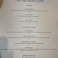 The pasta and comfort food page of the menu  at Earth House Restaurant And Wine Bar in Bangkok