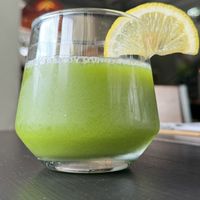 Dark green cold pressed juice   at Earth House Restaurant And Wine Bar in Bangkok