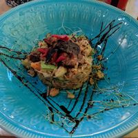 rice stack with roasted vegetables at Sunmoon - Alabin in Sofia