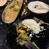 Goan curry with tofu, rice and vegan nan   at Cardamom Black in Harrogate