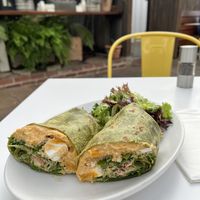 Butternut squash wrap with vegan feta cheese   at Sunflower Caffe in Sonoma