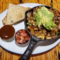 Vegan breakfast skillet with sourdough at Amsterdam Restaurant in Kamloops