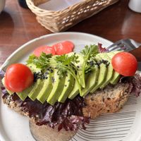 Had avocado on toast with a latte and soya milk. Great location in the main plaza.   at Cappuccino Cafe in Cusco
