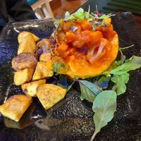 Zucchini with vegetables and potatoes at Ylla Organic Fusion in Aguas Calientes
