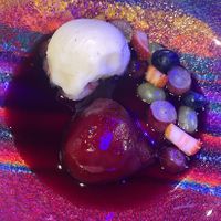 Pear in wine dessert   at Ylla Organic Fusion in Aguas Calientes