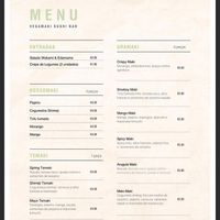 Menu  at Vegamaki Sushi Bar in Porto