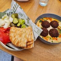 Falafel in hummus and fokaccia at Smokvica - Molerova in Belgrade